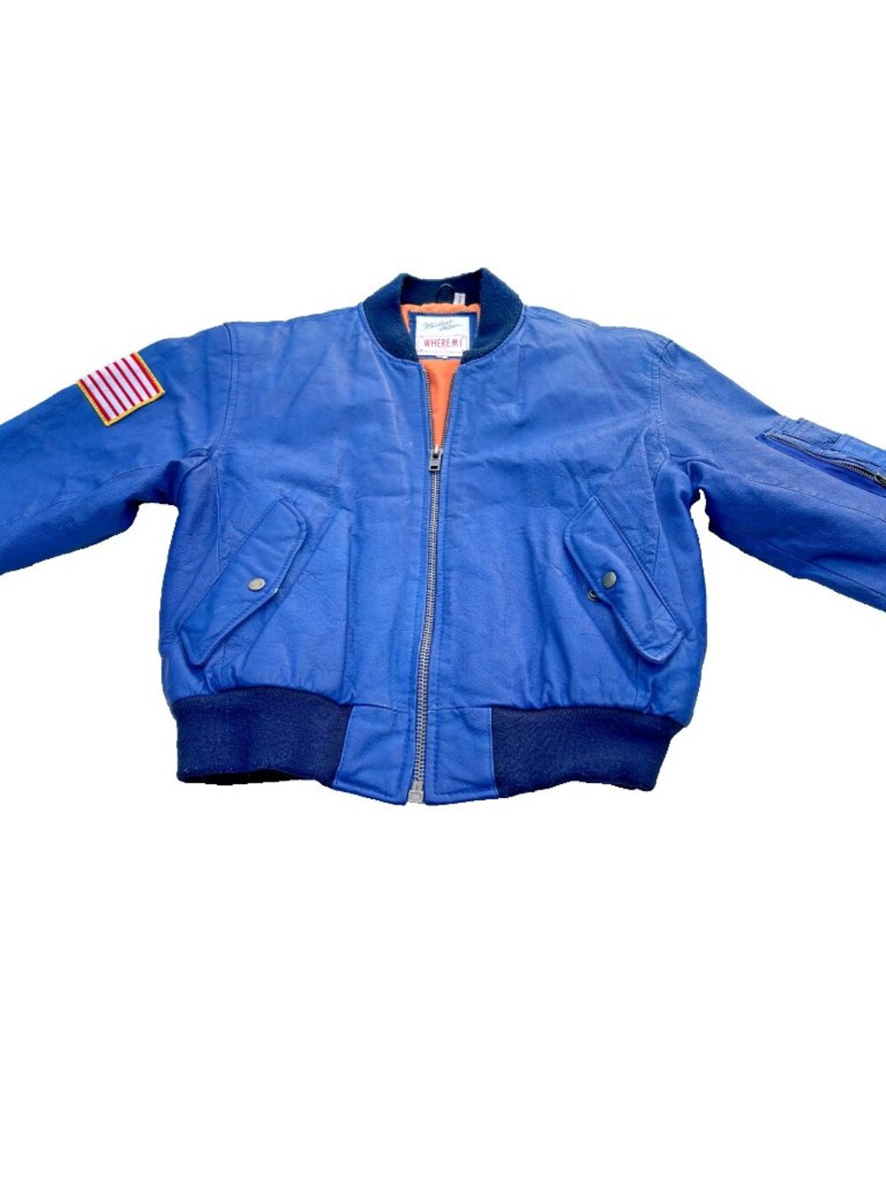 VTG 90s Michael Hoban Blue Leather US Air Force Bomber Jacket Wheremi Mens M